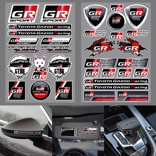 GR สติกเกอร์ TOYOTA สะท้อนแสงรถภายนอกภายในรถยนต์ Decal กระจกมองหลังประตูกระจกสติกเกอร์สำหรับ Gazoo Racing