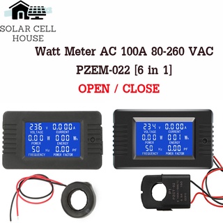 PZEM-022 [ 6 in 1 ] Watt meter AC 100A 6in1 80-260VAC มิเตอร์วัดไฟ กระแสสลับมี CT OPEN /CLOSE