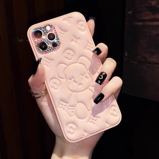 เคสโทรศัพท์ Oppo. เคสโทรศัพท์มือถือหนังเทียม ลายหมี ประดับเพชร สําหรับ Oppo Reno7 6PRO 5 5PRO