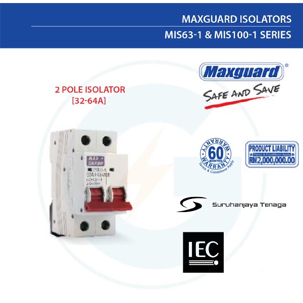 Maxguard 2 Pole Isolator [32A-40A-63A]