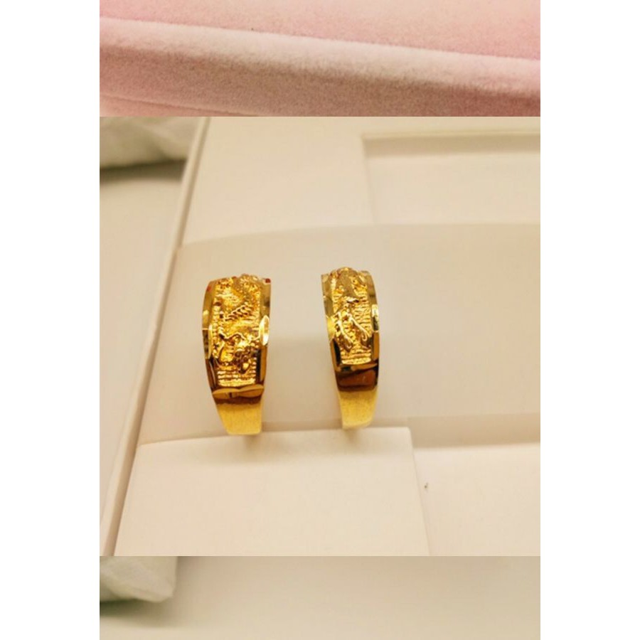 แหวนคู่ ลายหงส์มังกร2 ชิ้น / ชุด แหวนทองชุบปรับขนาดได้ แหวนแต่งงาน แหวนหมั้น ลายมงคลความรัก A14