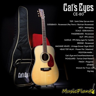 Cats Eyes Guitar กีตาร์โปร่ง Top Solid รุ่น CE-80