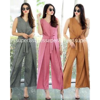 จั๊มสูททรงผูกปีกข้าง
เนื้อผ้าคอนตอนลินินลายโอซาก้า
Linin cotton with