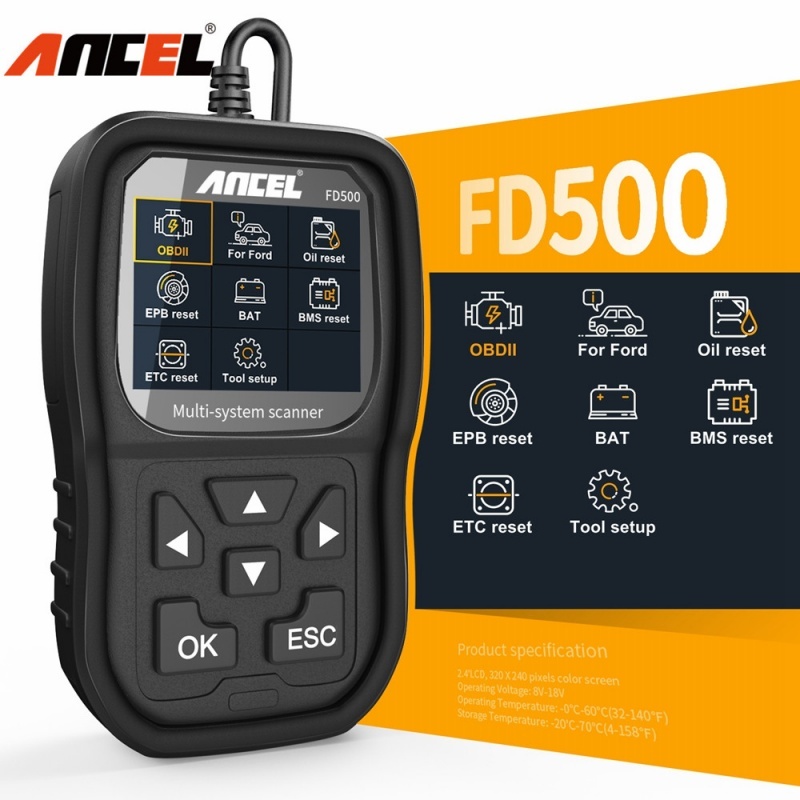 Ancel FD500 obd2 เครื่องสแกนเนอร์วินิจฉัยรถยนต์ ระบบเต็ม obd2 Obd 2 Code Reset สําหรับ Ford ABS EPB 