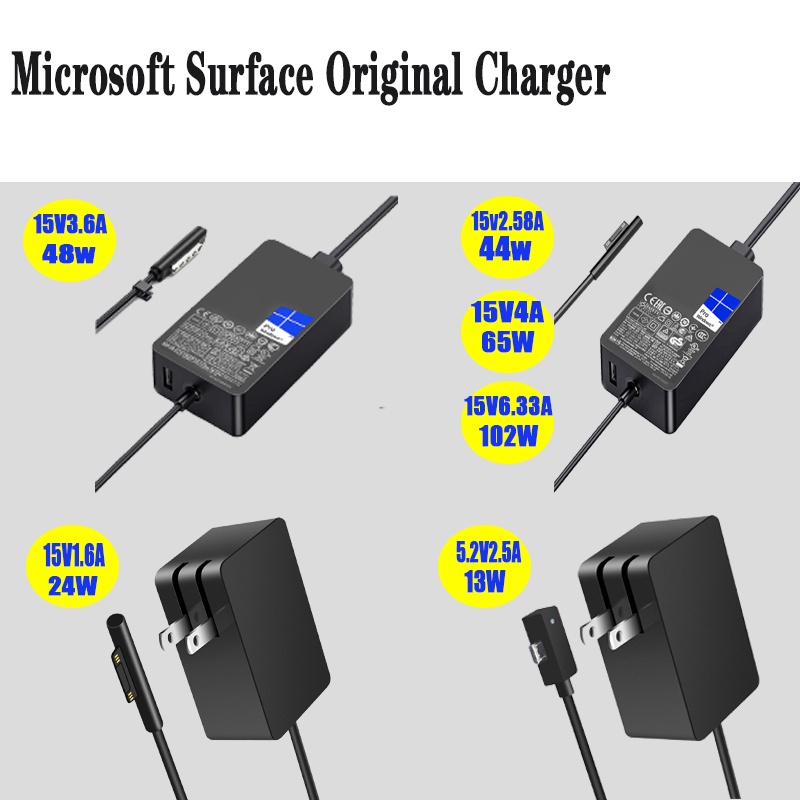 Microsoft Surface Power Charger สําหรับ Surface 3 Surface Pro1 Pro2 Pro3 Pro4 Pro5 Pro6 Pro7 Pro8 Pr