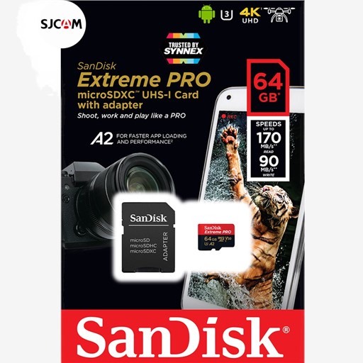 ﹍SanDisk Extreme Pro Micro SD Card SDXC 32GB 64GB 128GB Speed R/W 170/90MB/s (SDSQXCY) เมมโมรี่ การ์ด Gopro8 Gopro9 Dron