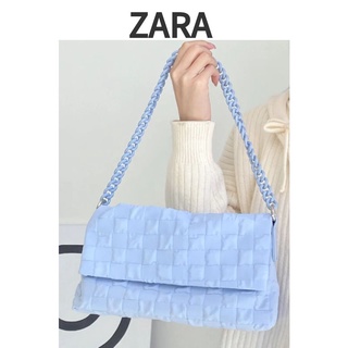 Zara กระเป๋าสะพายไหล่ ผ้าแคนวาส แต่งสายโซ่คล้อง สําหรับสตรี 2022