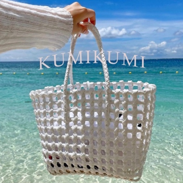 kumikumi 💙กระเป๋าสานพลาสติก กระเป๋าถือสำหรับผู้หญิง
