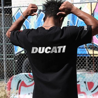 เสื้อยืดแขนสั้นผ้าฝ้ายพิมพ์ลายรถจักรยานยนต์ ducati