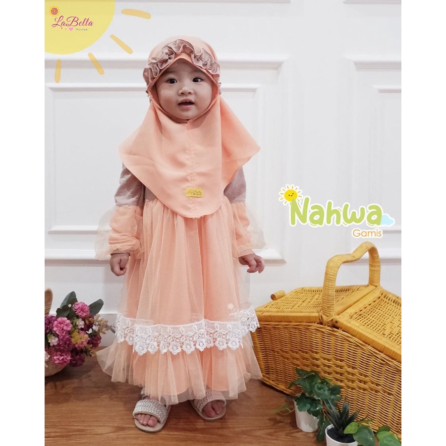 (6เดือน-5ปี) NHW-5 ชุดเดรสมุสลิมสําหรับทารกและเด็ก LaBella Nahwa Peach