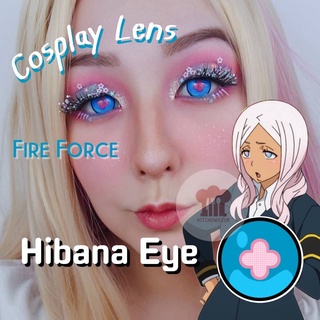 พร้อมส่งไวจากไทย คอนแทคเลนส์คอสเพลย์ Princess Hibana Fire Froce สีฟ้าดอกไม้ชมพู สีชัด