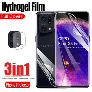 3 in 1 ด้านหน้าและด้านหลังฟิล์ม Hydrogel ปกป้องหน้าจอเลนส์กลับกระจกนิรภัยสำหรับ OPPO Find X5 Pro OPPO Findx5X5 Pro 5Pro Findx5pro x5pro 5G