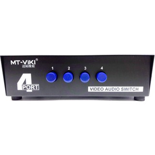 MTVikI 4 Ports AV Switcher Manual RCA Video Audio Switch for DVD HDTV STB VCD (Black) - intl