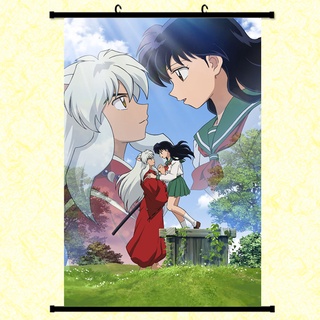 โปสเตอร์ผ้า ลายอนิเมะ Inuyasha Kagome Higurashi Sesshoumaru สําหรับตกแต่งผนังบ้าน