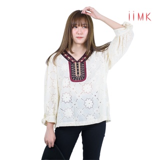 iiMK เสื้อcotton ปัก EMBROIDERED BLOUSE WKB402