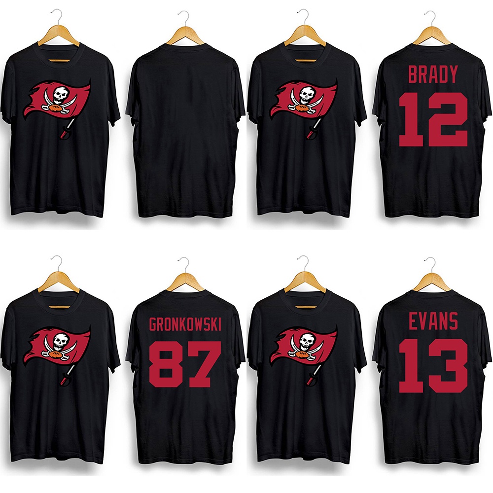 NFL Tampa Bay Buccaneers Brady Evans Gorkowski เสื้อยืดสําหรับผู้ชายผู้หญิงสีดําสีขาว Tees รอบคอ Uni
