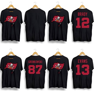 เสื้อยืดคอกลม พิมพ์ลาย NFL Tampa Bay Buccaneers Brady Evans Gronkowski สําหรับผู้ชาย และผู้หญิง มีสีดํา สีขาวS-5XL