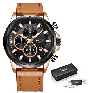 LIGE Casual Sports Watches For Men Blue Top Brand Luxury Military Leather Wrist Watch Man Clock