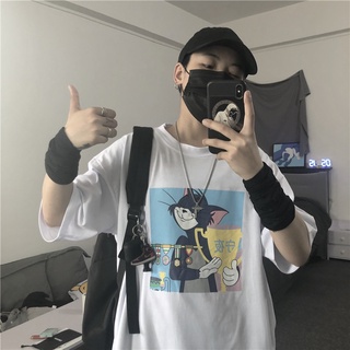CWผู้ชายเสื้อยืดการ์ตูนพิมพ์แฟชั่นแขนสั้นBreathable OriginalรูปแบบStay UP Late CHAMPION