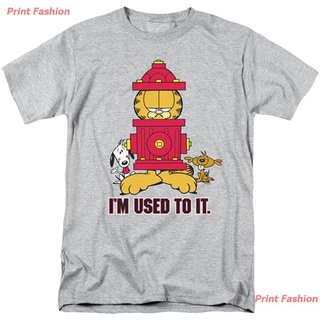 เสื้อยืดผ้าฝ้ายพิมพ์ลายขายดี Print Fashion New Garfield Im Used To It Newspaper Comic Short Sleeve Adult T-Shirt Tee เส