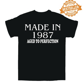 T-shirt  ขายดี เสื้อยืด พิมพ์ลาย Made In 1987 BIRTHDAY S-X EJplhi79COpmep31 สไตล์คลาสสิก สําหรับปาร์ตี้คริสต์มาสS-5XL