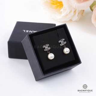 CHANEL EARRING CC LOGO WITE PEAL 1 CM