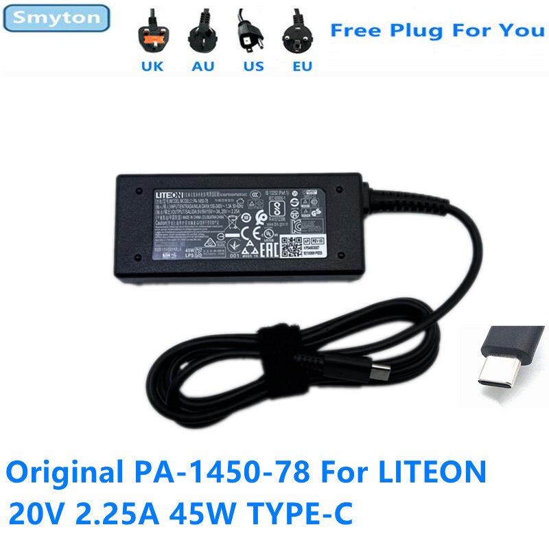 45W AC Adapter Charger สําหรับ LITEON PA-1450-78 5V 3A 9V 3A 15V 3A 20V 2.25A 45W USB TYPE-C แล็ปท็อ