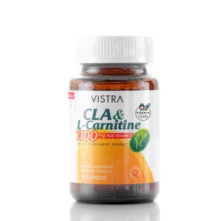 Exp.2/25 (30 แคปซูล) Vistra CLA &amp; L-Carnitine 1100mg วิสทร้า ซีแอลเอ แอนด์ แอล-คาร์นิทีน