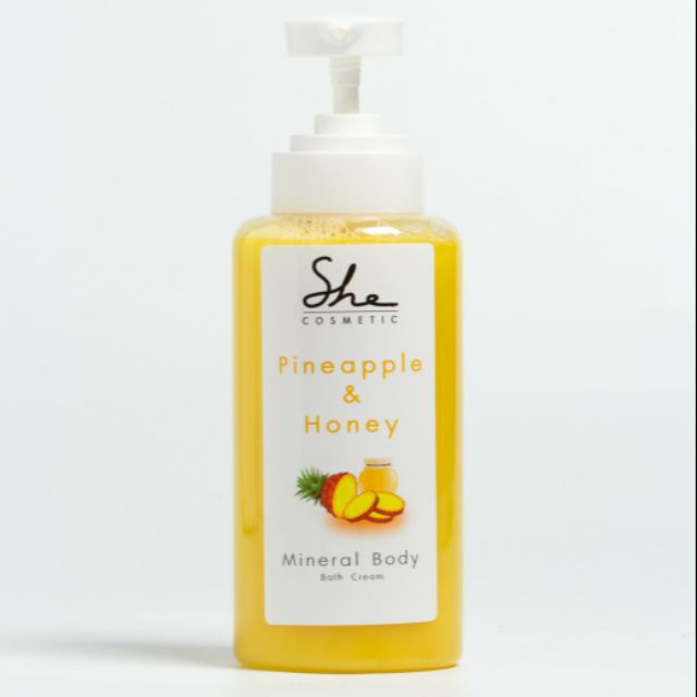 ครีมอาบน้ำแร่ น้ำแร่อาบน้ำ สับปะรด ผสม น้ำผึ้ง 500 ml