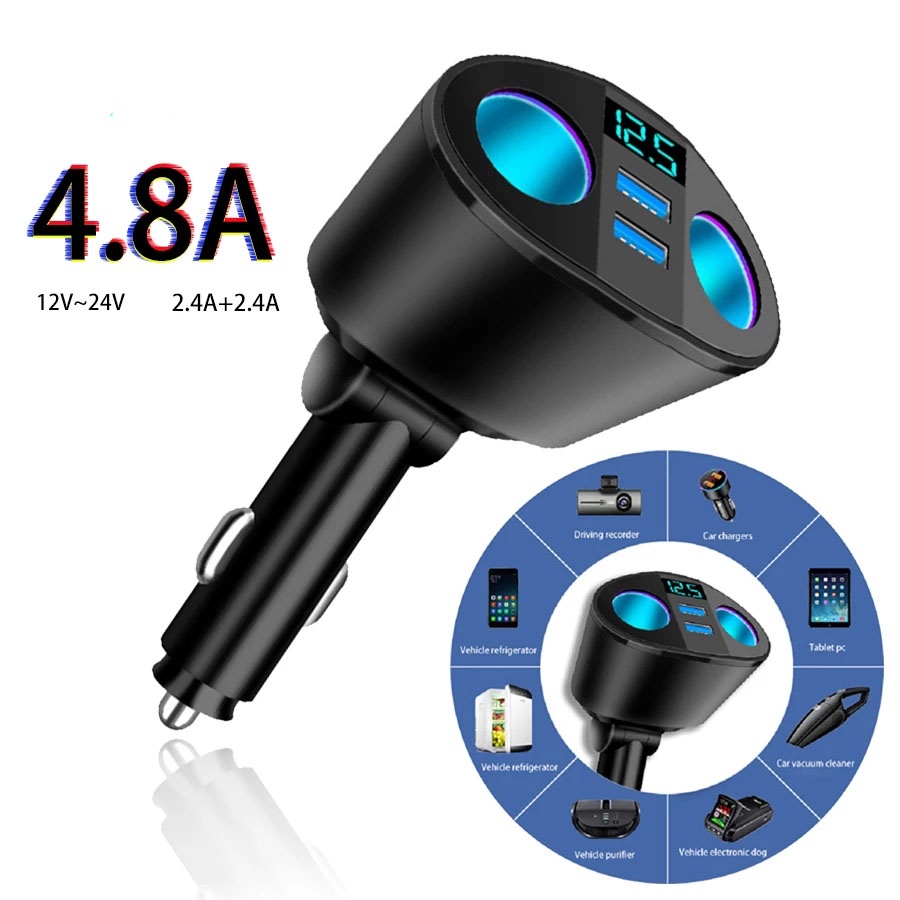 อะแดปเตอร์ซ็อกเก็ตที่จุดบุหรี่ 12V-24V Dual USB กันน้ํา พร้อมสวิตช์สัมผัส สําหรับรถยนต์