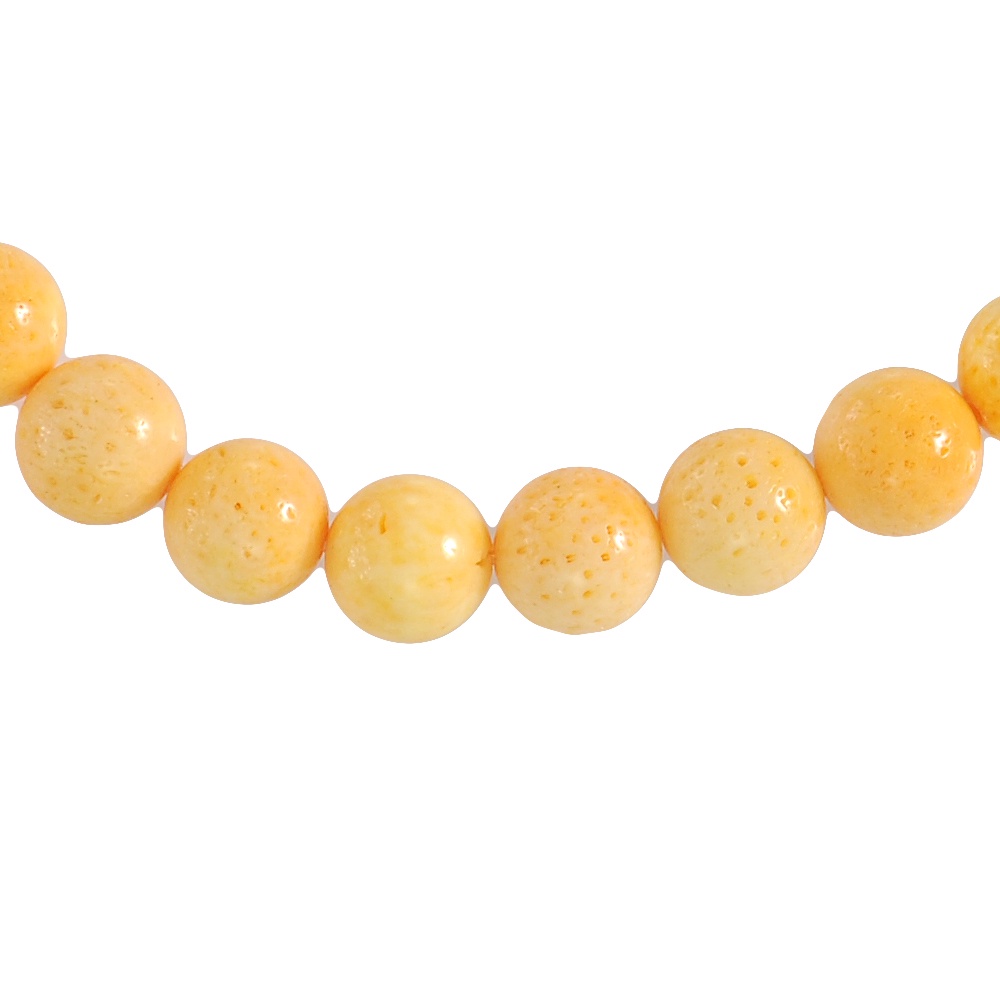 ลูกปัดหินแท้รูปทรงกลมประการังสีเหลือง (Round Yellow Coral) 12 mm
