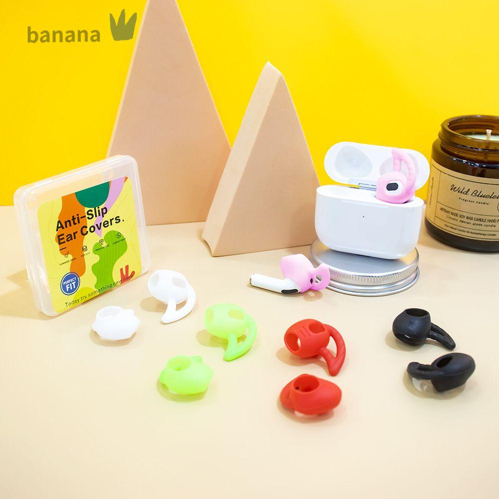 BANANA 5Pairs New Earbuds Headphone Wings Hook Eartips Earcap Earphone Case Earplug Soft