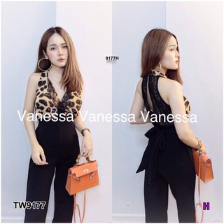 👗Pfashion [ส่งไว!!🚛] P9177 จั้มสูทลายเสือขายาว Long tiger print jumpsuit