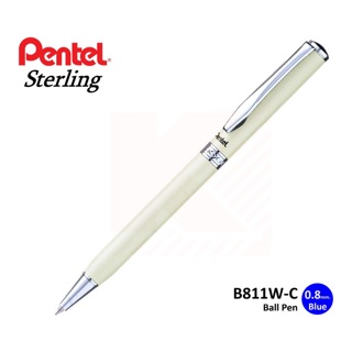 ปากกาลูกลื่น Pentel B811W-C ด้ามสีขาวงาช้าง