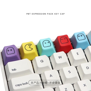 Pac-Man High-quality keycaps พร้อมส่งที่ไทย Set 5 keys PBT Keycaps OEM / DSA Profile พิมพ์แบบ Dye Sub วัสดุ Thick PBT ชุด 5สี