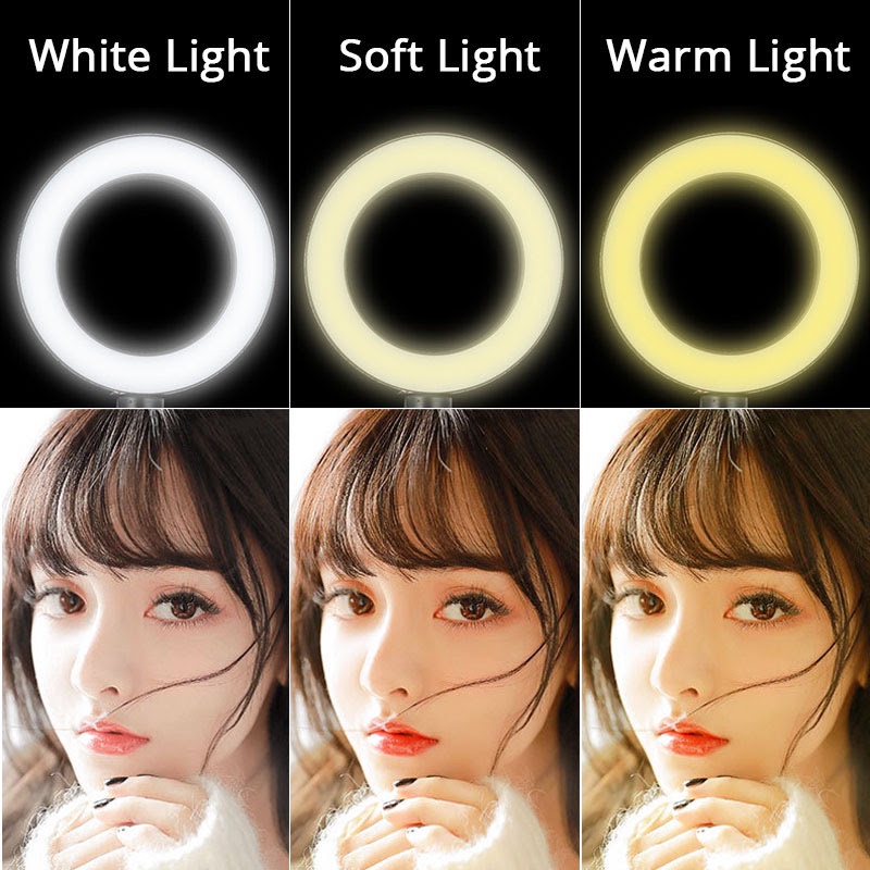 (พร้อมขาตั้ง) โคมไฟแต่งหน้า โคมไฟเซลฟี่ ไลฟ์สด ไฟแต่งหน้า ไฟวงแหวน Selfie Ring Light 10" 3 Modes ปรับได้