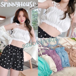 🌈SpinnyHouse🌈  สายเดี่ยวผูกไหล่ เสื้อไปทะเล เกาะอกสีพาสเทล สายเดี่ยวน่ารัก พร้อมส่ง 12สี รุ่น 60 เฟรนช์ฟรายส์ 60 O104A