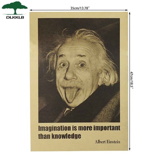 สติกเกอร์ติดผนังโปสเตอร์กระดาษคราฟท์ลาย Instein Imagination Is More Important Than Knowledge