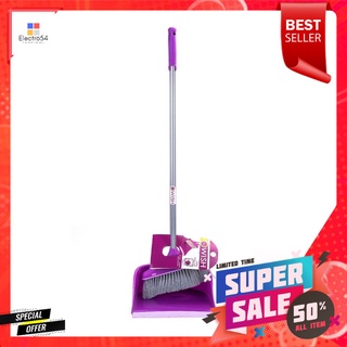 ชุดไม้กวาดพร้อมที่โกยผงขอบยางคอพับเก็บ BE WISH 10 นิ้ว สีม่วงBROOM SET BE WISH 10" PURPLE