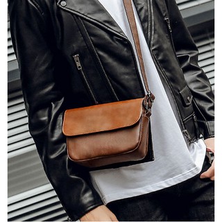 พร้อมส่ง กระเป๋าผู้ชาย สะพายข้าง Messenger bag สะพายเที่ยว รหัส Man-5209  แฟชั่นเกาหลี สีดำ สีน้ำตาลเข้ม สีน้ำตาลอ่อน