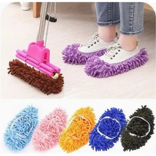 รองเท้าแตะถูพื้นขี้เกียจ Lazy rag mop ผ้าเปลี่ยนพื้นไม้ทำความสะอาด chenille รองเท้า cover