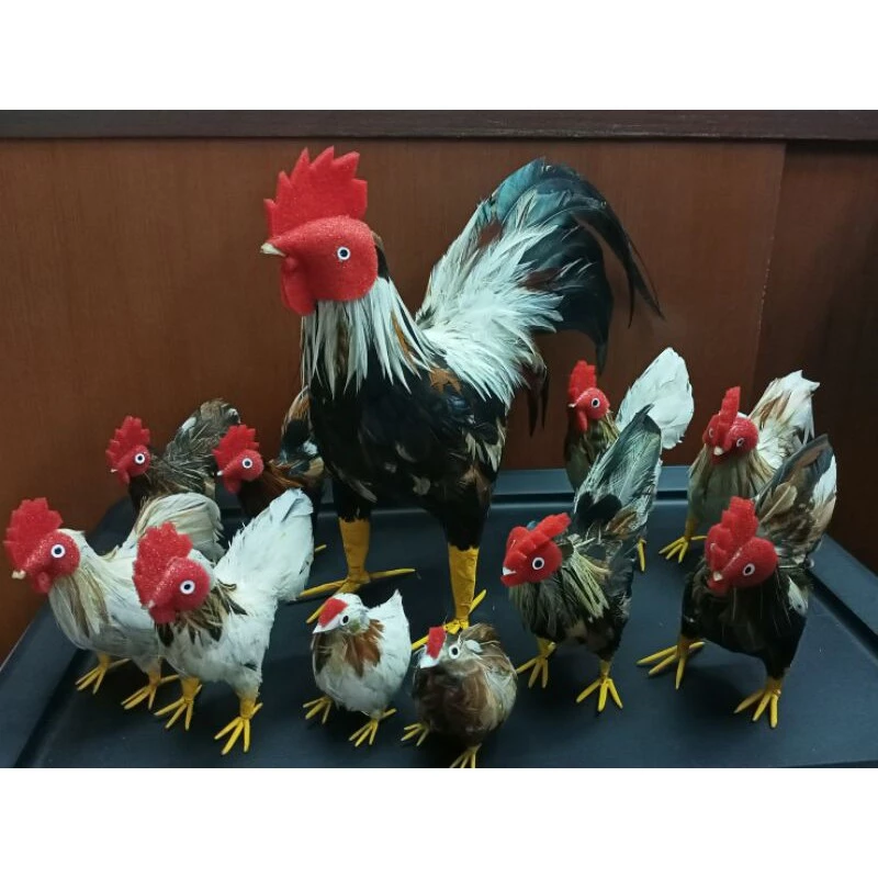 ตุ๊กตาไก่ขน (ของตกแต่ง ของแก้บน ) ทำด้วยขนไก่จริง ขนาดต่างๆ