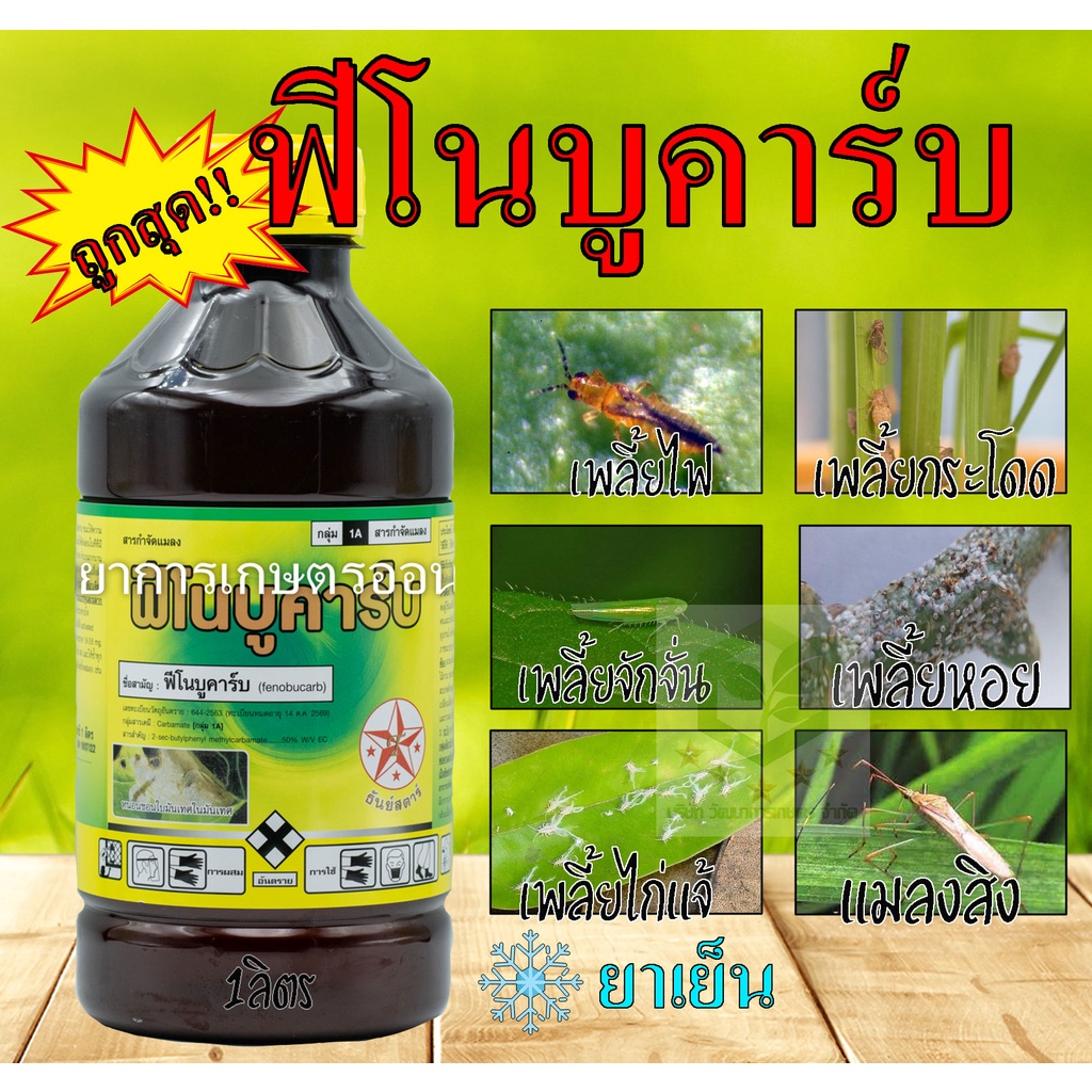 ฟีโนบูคาร์บ(fenobucarb) ขนาด 1,000ml ใช้ในการป้องกันกำจัดเพลี้ย พ่นให้ทั่วเมื่อพบการระบาดของเพลี้ย