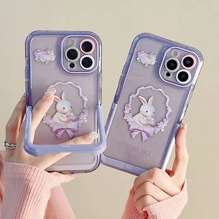 ✨ส่งเชือกเส้นเล็ก✨เคสไอโฟน14 Pro Max 13 12 11 เคส for iPhone 14พลัส กระต่ายน่ารัก พกง่ายๆ การป้องกันการตก Case