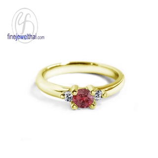 Finejewelthai-แหวนทับทิม-แหวนเพชรCZ-แหวนเงินแท้-แหวนพลอย-พลอยประจำเดือนเกิด-Ruby-Silver-Ring-R1208rb(เลือกสีตัวเรือนได้)