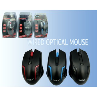 Optical mouse เมาส์ OKER  รุ่น OP-187 high -precision  1000 Dpi เมาส์ผ่านการเคลือบสีอย่างดี ใช้ทน สีไม่ลอก