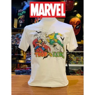 เสื้อยืดMarvel_ลิขสิทธิ์แท้ลายThar&amp;Lokiสีขาว(mvx-005)