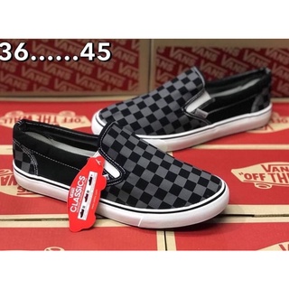 Vans slip on ลายตาราง รองเท้าผ้าใบแบบสวม