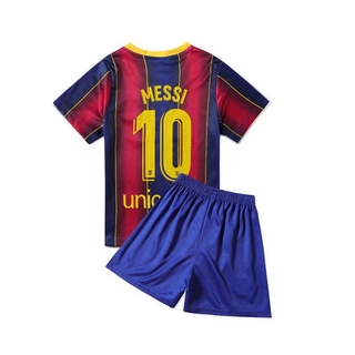 เสื้อกีฬาแขนสั้น ลายทีมชาติฟุตบอล FC Barcelona 20-21 ชุดเยือน สําหรับเด็ก