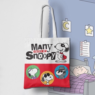 กระเป๋าสะพายไหล่ กระเป๋าช้อปปิ้ง ผ้าแคนวาส ลายการ์ตูน Snoopy น่ารัก เรียบง่าย เหมาะกับของขวัญ สําหรับนักเรียนหญิง